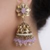 dome shape earring in golden and purple color