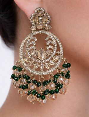 15a Golden and green drop earrings