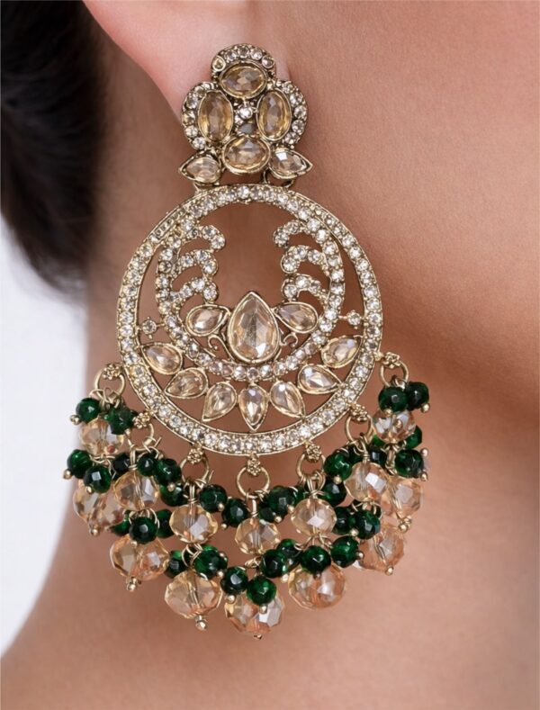 Golden and green drop earrings