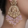 Golden and purple drop earrings