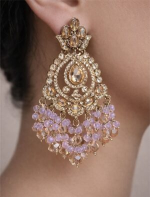 21a Golden and purple drop earrings