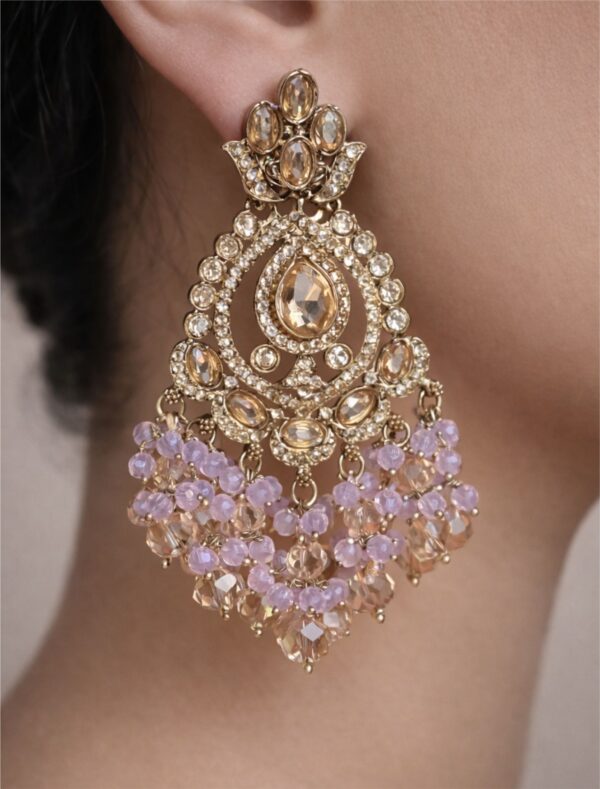 21a Golden and purple drop earrings