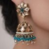 dome shape earring in golden and green color