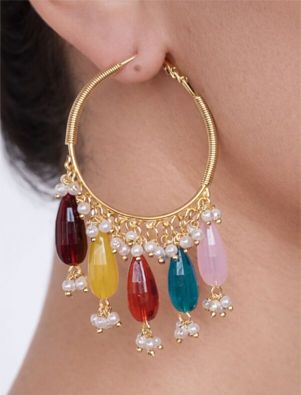 7a Colorful Circular Shaped Hoop Earrings