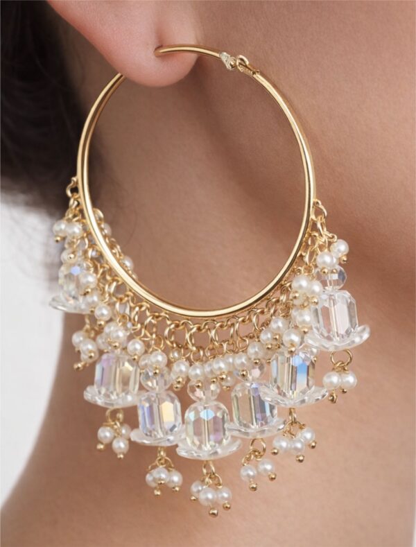 8a White Circular Shaped Hoop Earrings