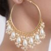 White Circular Shaped Hoop Earrings